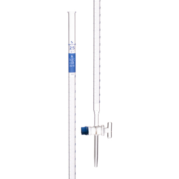 Burette with Straight Bore Moulded Screw Thread Glass Stopcock, Class A