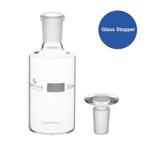 Bottles, Reagent Interchangeable Glass/PP Stopper, Narrow Mouth, Clear