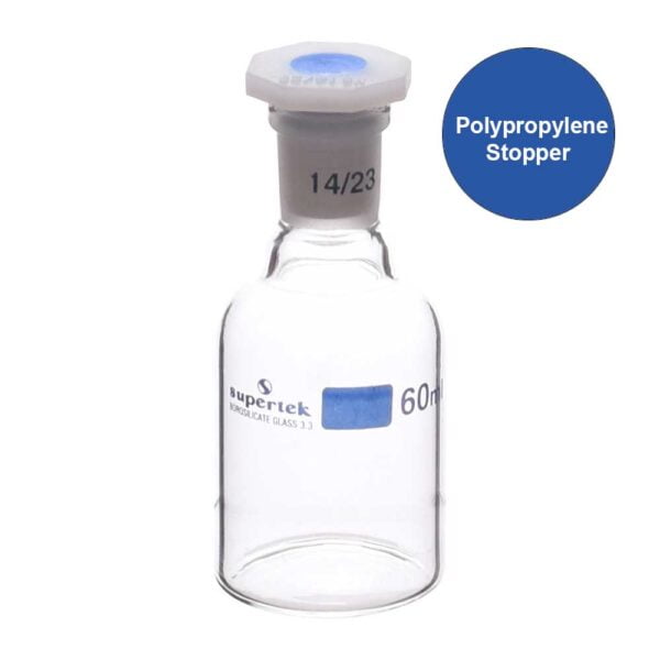 Bottles, Reagent Interchangeable Glass/PP Stopper, Narrow Mouth, Clear - Image 3