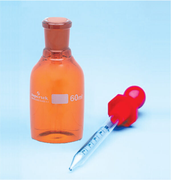 Bottles, Dropping Bottle with Rubber Teat, PP Stopper & Graduated Glass Dropper (Amber)
