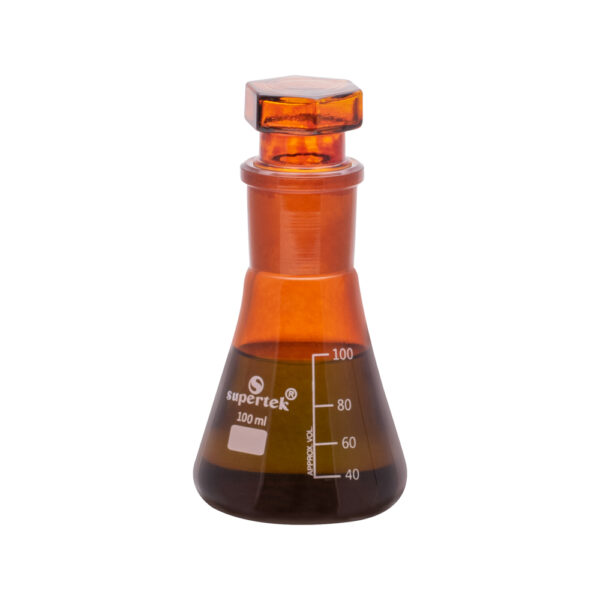 Amber Color Flask Conical with Interchangeable Stopper - Image 3
