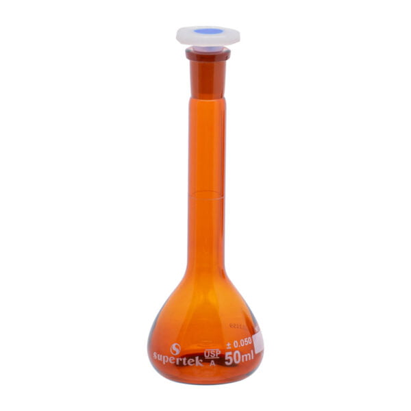 Volumetric Flask Amber Glass with Polypropylene Stopper, Class A - Image 2