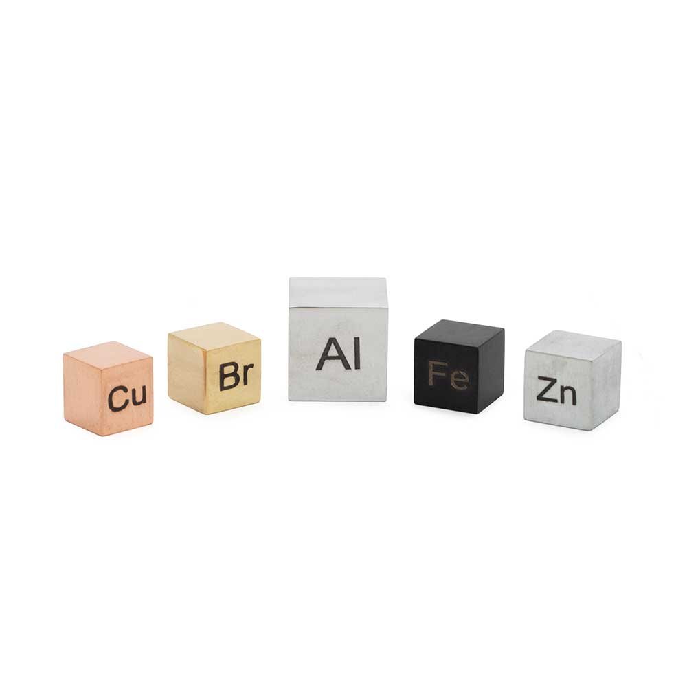Baluue Density Cubes Set - 4 Piece Metal Blocks For Science Education (Brass, Iron, Aluminum, Wood)